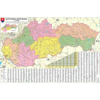 Slovenská republika administrativní obří - nástěnná mapa 200 x 132 cm, lamino + očka