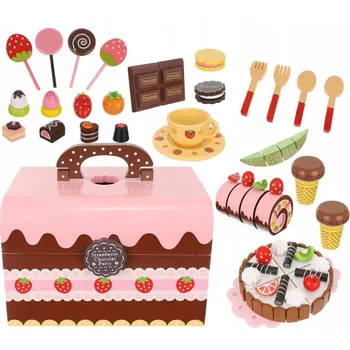 Kruzzel Dřevěný box plný sladkostí na hraní Dřevěná hračka Kruzzel Dřevěný box plný sladkostí na hraní