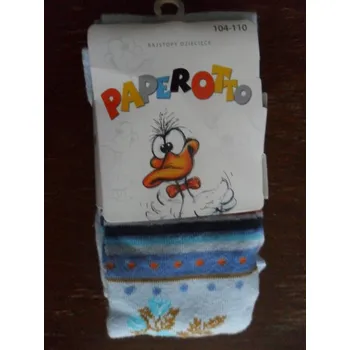 Dětské vzorované punčochové kalhoty Paperotto 104-110 světle modré s kytičkou (dětské vzorované bavlněné elastické punčochové kalhoty 2-6let)