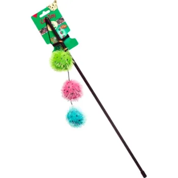 Hračka pro kočku Karlie Škádlítko se třemi chlupatými míčky, rolničkou a catnipem 50 cm