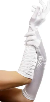 Karnevalový doplněk Smiffys Dlouhé rukavice bílé nařasené