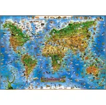 Dětská nástěnná mapa ŽIVOČICHOVÉ SVĚTA 137 x 97 cm ve stříbrném hliníkovém rámu