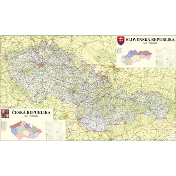 Česká a Slovenská republika - nástěnná mapa 160 x 110 cm, laminovaná s očky