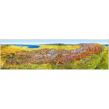 Alpy - velká panoramatická mapa 215 x 60 cm, lamino + očka