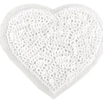 Textilní nažehlovací páska Nažehlovačky Srdce s flitry barva: bílá