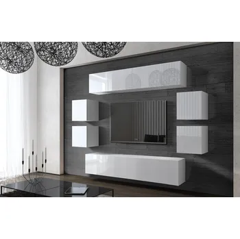 Obývací stěna Ral Obývací stěna VALENCIA 2, 256 cm - Bílý lesk