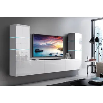 Obývací stěna Ral Obývací stěna TEXAS 4, 273 cm - Bílý lesk