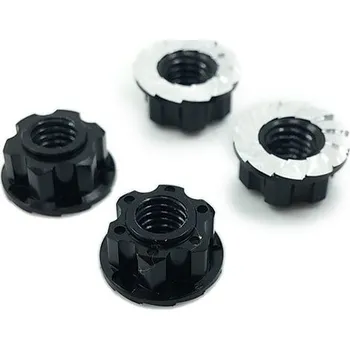 Matice YeahRacing Hliníkové matice kol Lock Nut 4ks - černé