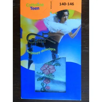 Dětské vzorované punčochové kalhoty Gatta světle modré s kytkou 140-146 (dětské vzorované bavlněné elastické punčochové kalhoty 6-11 let)