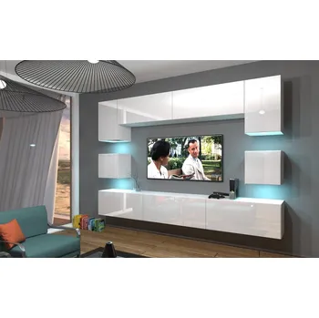 Obývací stěna Ral Obývací stěna ARIZONA L, 242 cm - Bílý lesk