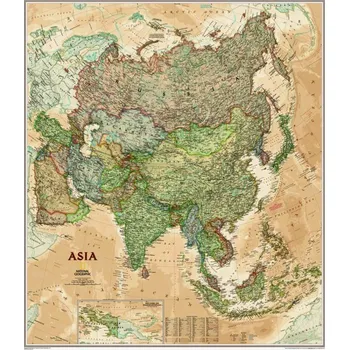 Asie National Geographic Executive - nástěnná mapa 86 x 100 cm, lamino + lišty