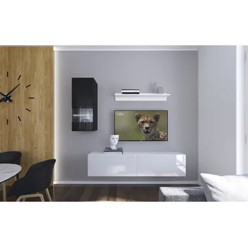 Obývací stěna Ral Obývací stěna COLORADO 4, 193 cm - Bílo/černý lesk