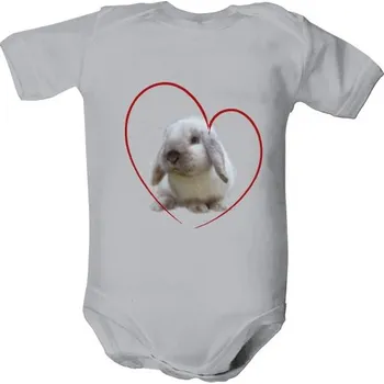 Kojenecký body Dětské body s potiskem králíček v srdci dětské