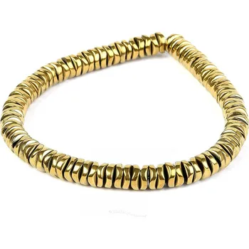 Náramek Hematit náramek buttonky (pokovený zlatý)