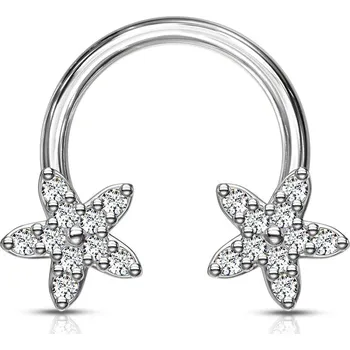 Piercing Šperky4U Piercing - podkova s kytičkami, čiré kamínky - PV1018-ST