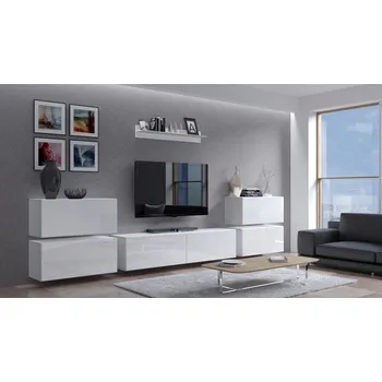 Obývací stěna Ral Obývací stěna KALIFORNIE 2, 352 cm - Bílý lesk