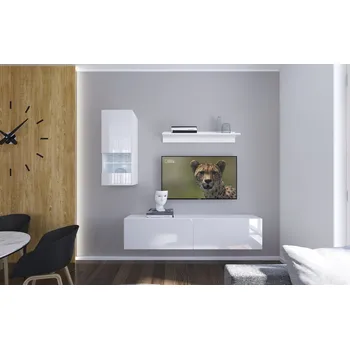 Obývací stěna Ral Obývací stěna COLORADO 5, 193 cm - Bílý lesk