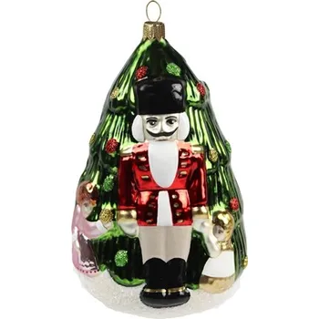 GLASSOR Louskáček se stromečkem 13 cm sklo