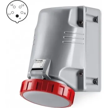 vypínač a zásuvka 518.6357T 518.6357T Zásuvka 400V/63A pětipólová nástěnná OPTIMA, šikmý box SCAME