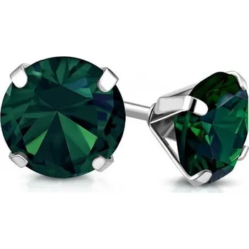 Náušnice 316Steel Náušnice s tmavě zeleným krystalem AEH075