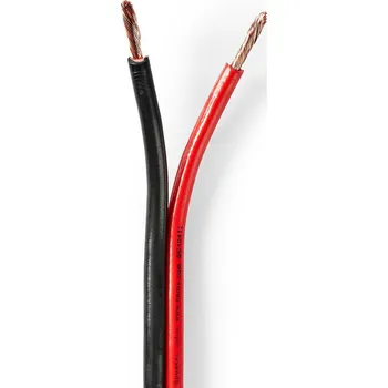 Audio kabel Nedis reproduktorový kabel 2 x 2.5 mm CCA, černý/červený vodič, 25 m (CAGW2500BK250)