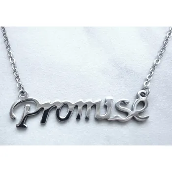 Řetízek Blingstar Řetízek s nápisem - Přívěsek PROMISE - z chirurgické oceli - N1566