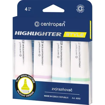 Zvýrazňovač Centropen 6252/4 Highlighter Style Soft, pastelové, sada 4ks