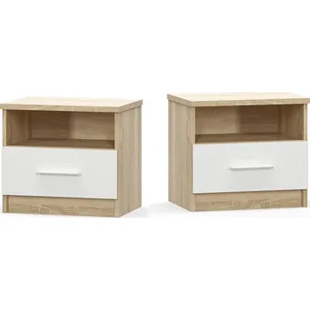 Noční stolek Noční stolek 2 ks MARKOS dub sonoma/bílá