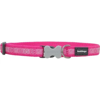 Obojek pro psa Red Dingo Obojek Paw Impressions Hot Pink