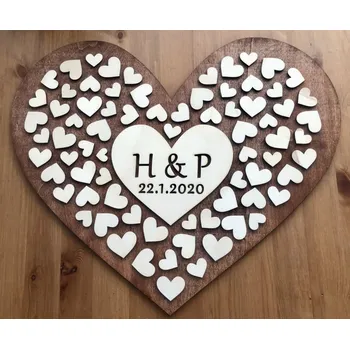 Svatební dekorace Svatební strom dřevěný ve tvaru srdce + doprava zdarma