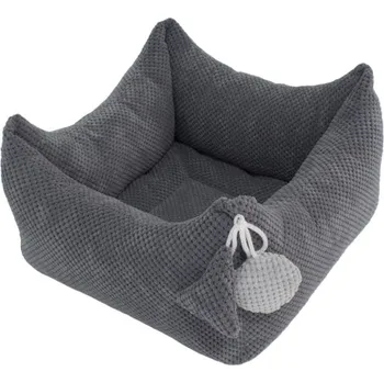 Pelíšek pro kočku Rajen hranatý pelíšek pro kočky, tmavě šedá 50x50cm