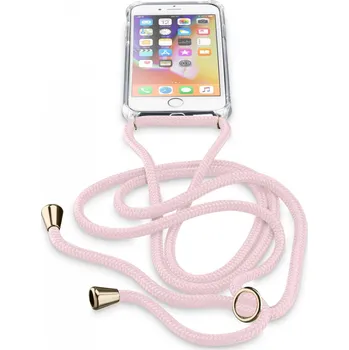 Cellularline Neck Case pro iPhone 6/7/8 transparentní/růžová šňůrka na krk