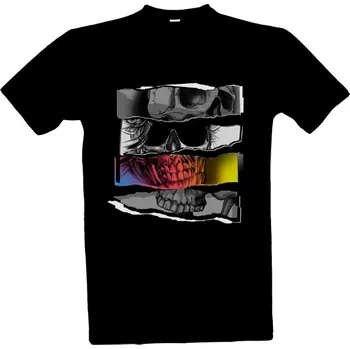 Pánská móda Tričko s potiskem Lebky trhaný časopis pánské