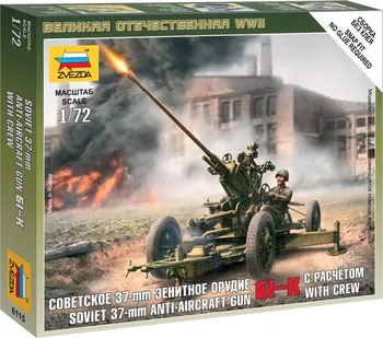 Plastikový model Zvezda Wargames WWII Soviet Anti-Aircraft Gun 61-K with Crew 1:72