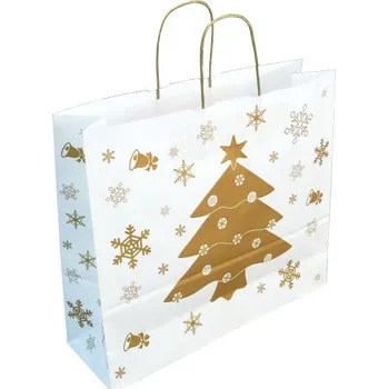 Dárková taška Dárková vánoční taška 42*13*37 cm, bílý sulfátový papír 120 g