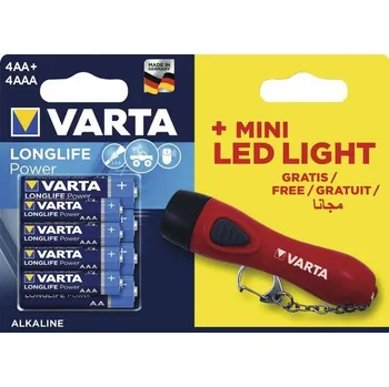 Článková baterie Sada Alkalické baterie VARTA 4x AAA a 4x AA + Mini LED svítilna Light