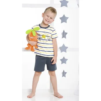 Chlapecké pyžamo Taro, chlapecké pyžamo 390-Max, krátký rukáv,šedo-žlutý proužek, vel. 92
