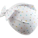 bílá puntíkatá čepička s mašlí