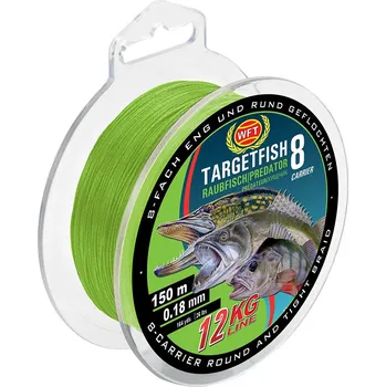WFT Splétaná Šňůra Targetfish 8 Chartreuse 150 m Zelená - 0,22 mm - 20 kg