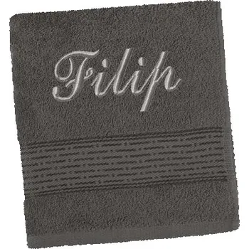 Ručník Ručník se jménem - pruh - tm.šedá 50x100 cm tmavě šedá