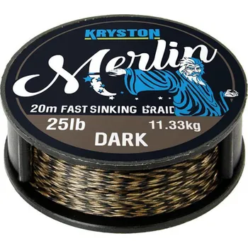 Kryston Návazcová Šňůrka Merlin Fast Sinking Braid Černá 20 m-Nosnost 25 lb