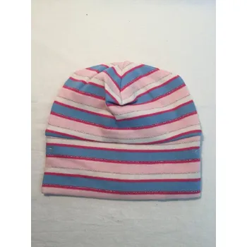 Pokrývka hlavy Dívčí proužkovaná jarní čepička, velikost 98/104, Barva růžový proužek, Složení materiálu 85% bavlna 5% elastan