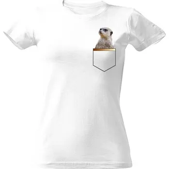 Dámské tričko Tričko s potiskem Surikata v kapse dámské