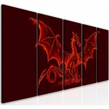 Obraz Malvis Pětidílný obraz ohnivý drak Velikost (šířka x výška): 100x50 cm