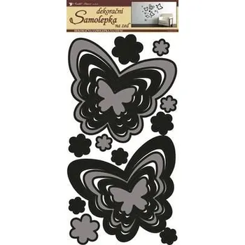 Samolepící dekorace Samolepky na zeď motýli šedočerní, 69x32 cm
