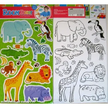 Samolepící dekorace Nalepovací tapeta + omalovánky ZOO