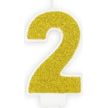 Svíčka Dvojka zlatá dortová svíčka SCU3-2-019B - Partydeco