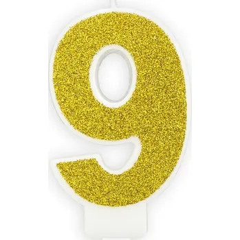 Svíčka Devět zlatá dortová svíčka SCU3-9-019B - Partydeco