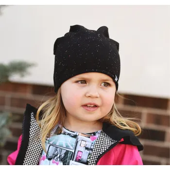 Čepice černá trpasličí čepice s barevnými ťupkami