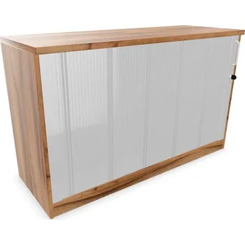 Policová skříň Kancelářská skříň - dveře žaluziové, v x š x h: 740 x 1200 x 445 mm, barva ořech